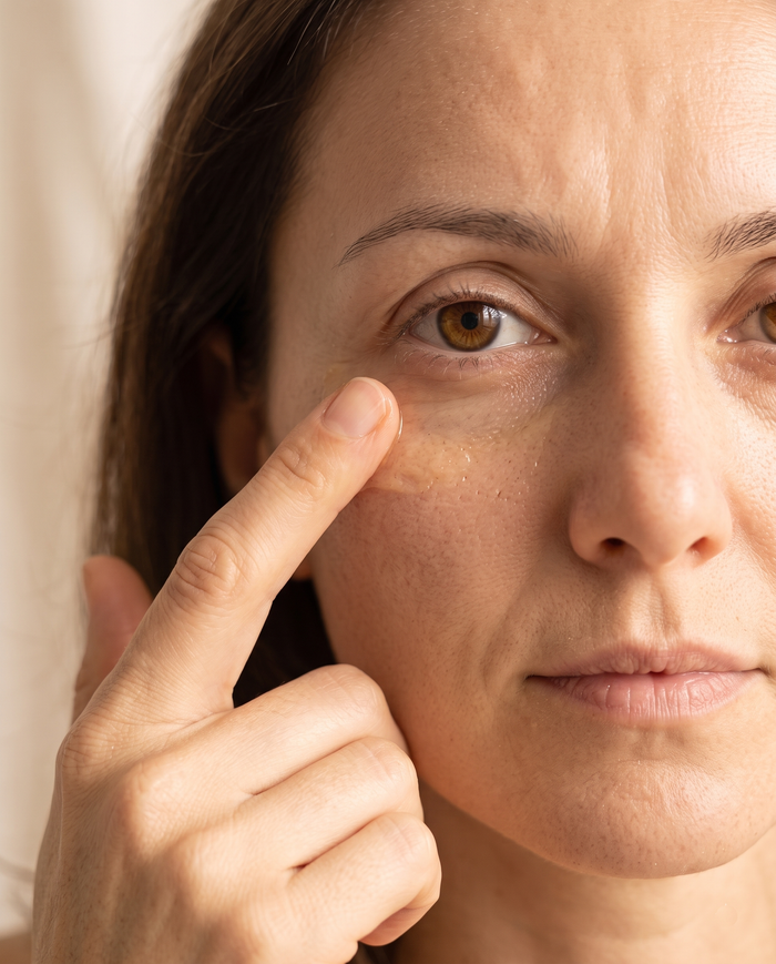 Removing patch and patting in serum